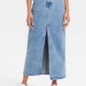 Universal Thread Light Blue Denim Maxi Skirt with Front Slit